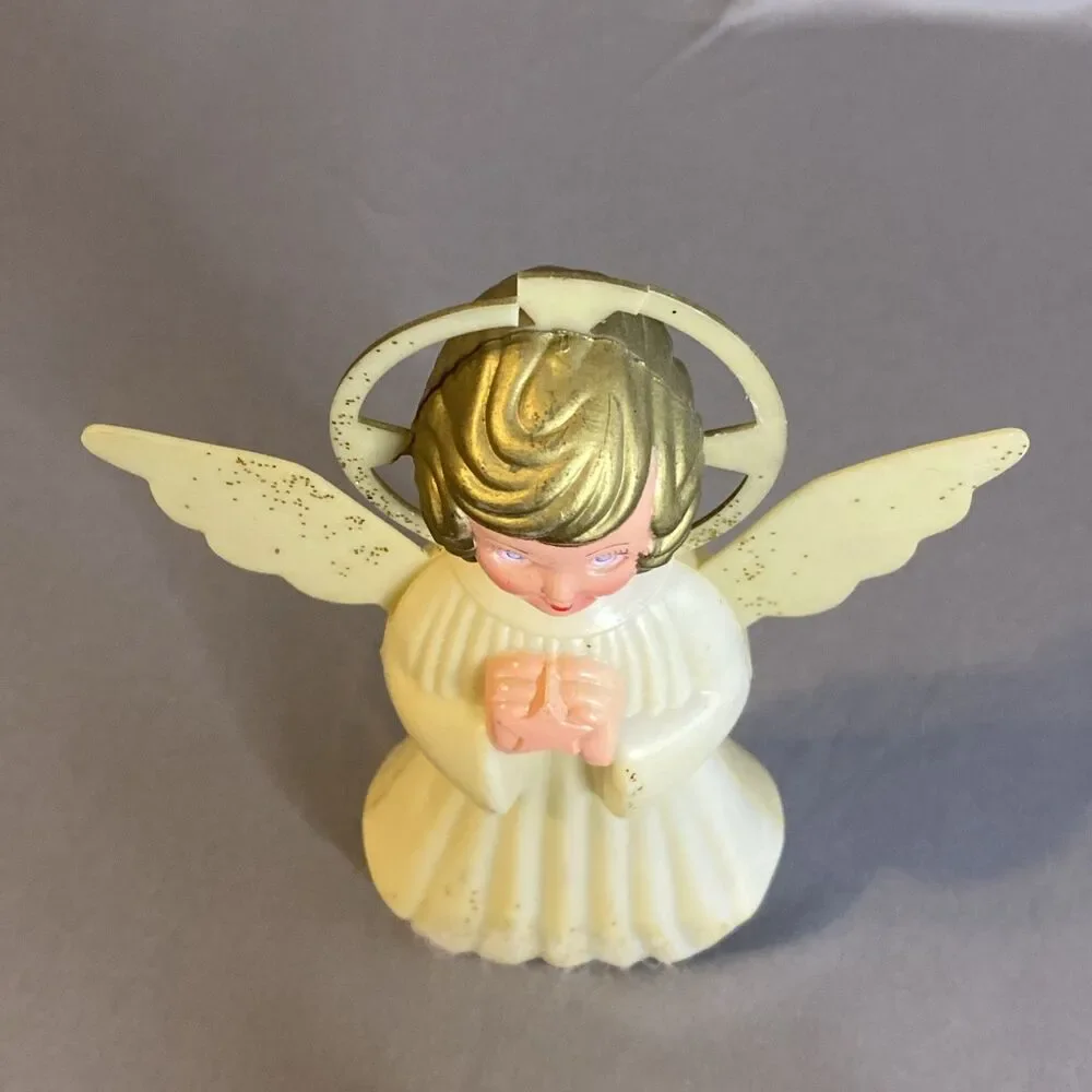Vintage 60s 70s Christmas Angel Tree Top Figure Halo Star MCM Hong Kong Figure